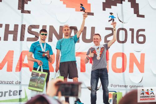 The medal ceremony at the 2016 International Chisinau Marathon, Moldova